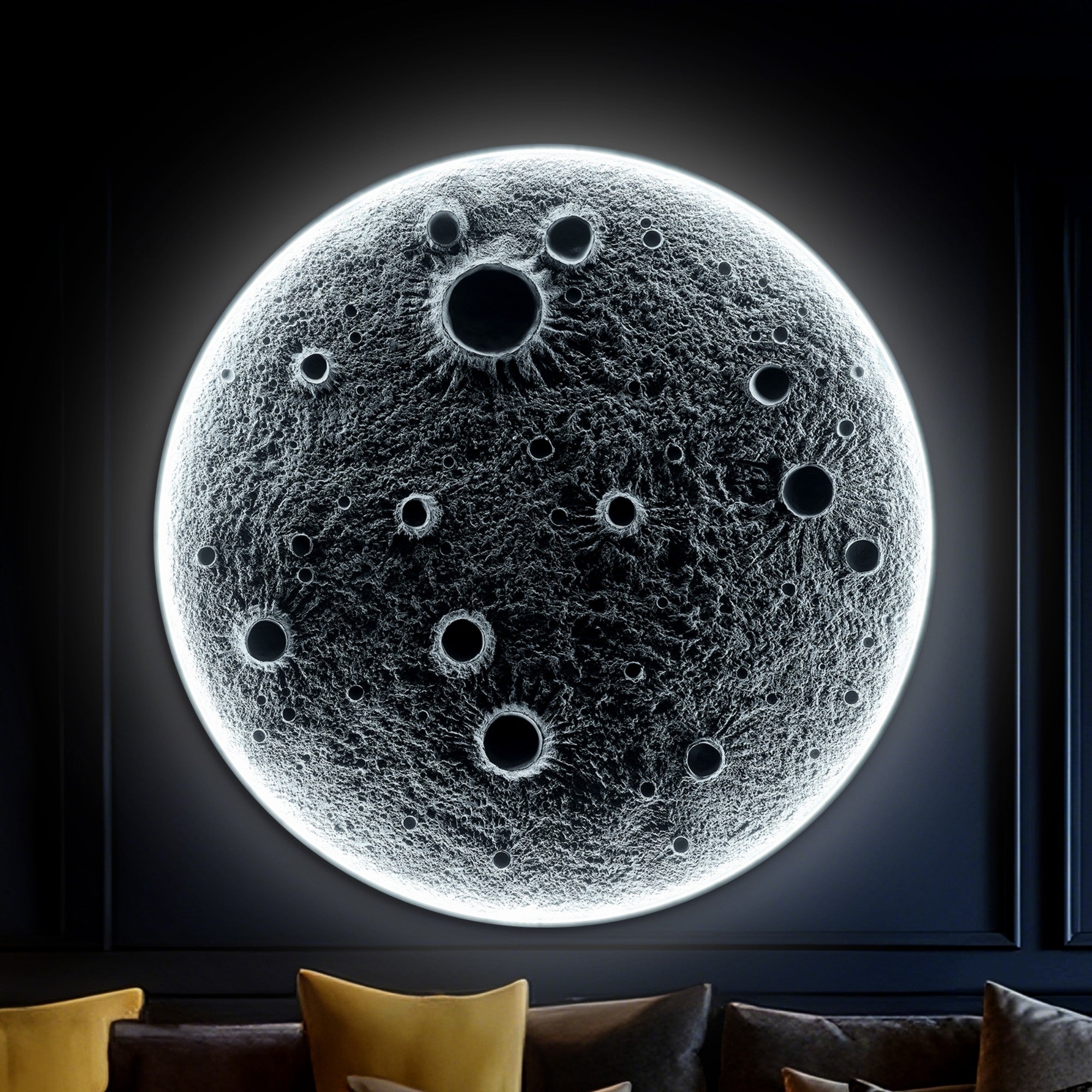 32 Inch Realistic Resin Moon Wall Light Plug-In Dimmable LED Sconce with Remote Control 3 Color Temps