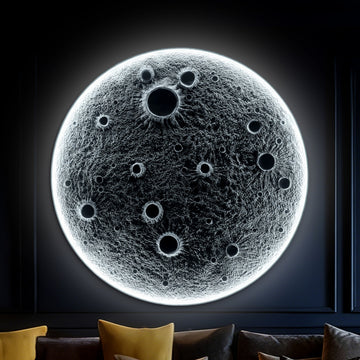 32 Inch Realistic Resin Moon Wall Light Plug-In Dimmable LED Sconce with Remote Control 3 Color Temps