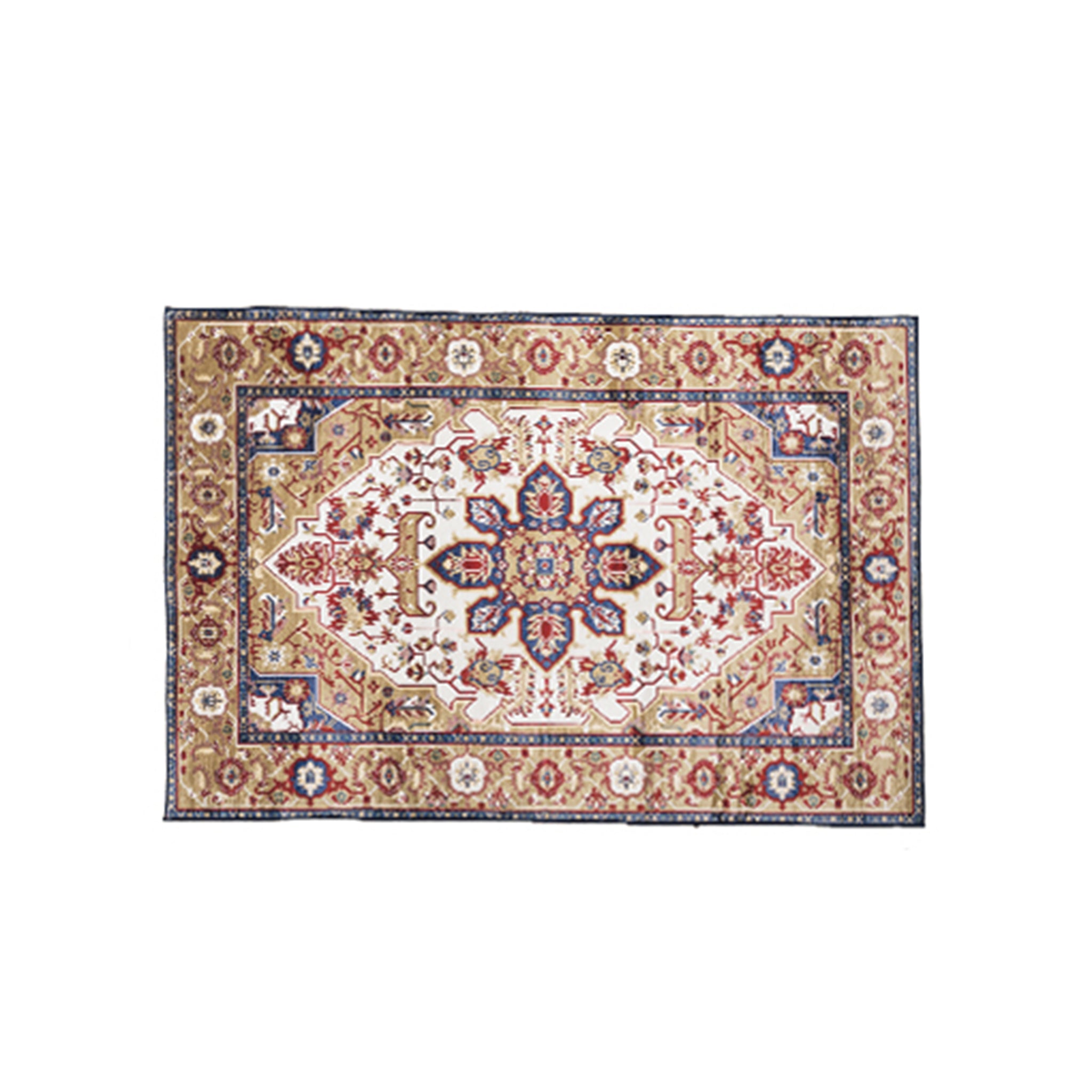 5x7 Vintage Bohemian Area Rug Non Slip Washable Persian Floral Rug for Living Room Bedroom Kitchen Blue Gold