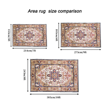 6x9 Vintage Bohemian Area Rug Non Slip Washable Persian Floral Rug for Living Room Bedroom Kitchen Blue Gold
