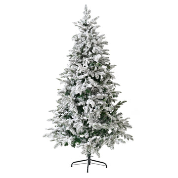 Unlit 7FT PE PVC Mixed Christmas Tree With Full Snow Branch Tips