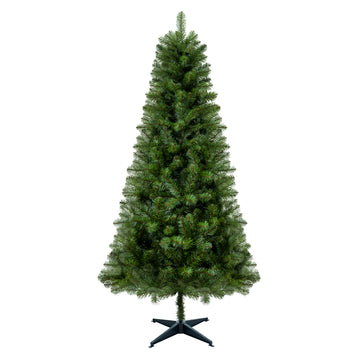 6FT Unlit Artificial Christmas Tree with 490 Tips, PVC Full Branches, Classic Green Holiday Tree with 4-Leg Plastic Stand for Indoor Home Decoration