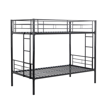 Black Metal Twin Over Twin Bunk Bed Strong Steel Frame Easy Assembly No Box Spring Needed