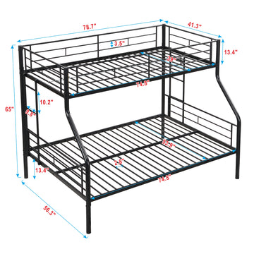 Twin Over Full Metal Bunk Bed, Large Under-Bed Storage, No Box Spring Needed, Easy Assembly