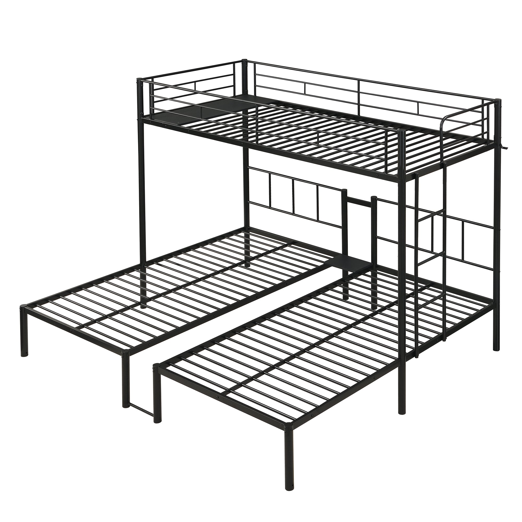 Twin Over Twin Over Twin Metal Triple Bunk Bed with Vertical Ladder and Safety Rails