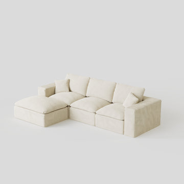 108 Inch Modular Cloud Sectional Sofa with Interchangeable L Shape Chaise Plush Corduroy Deep Seat No Assembly Required Beige