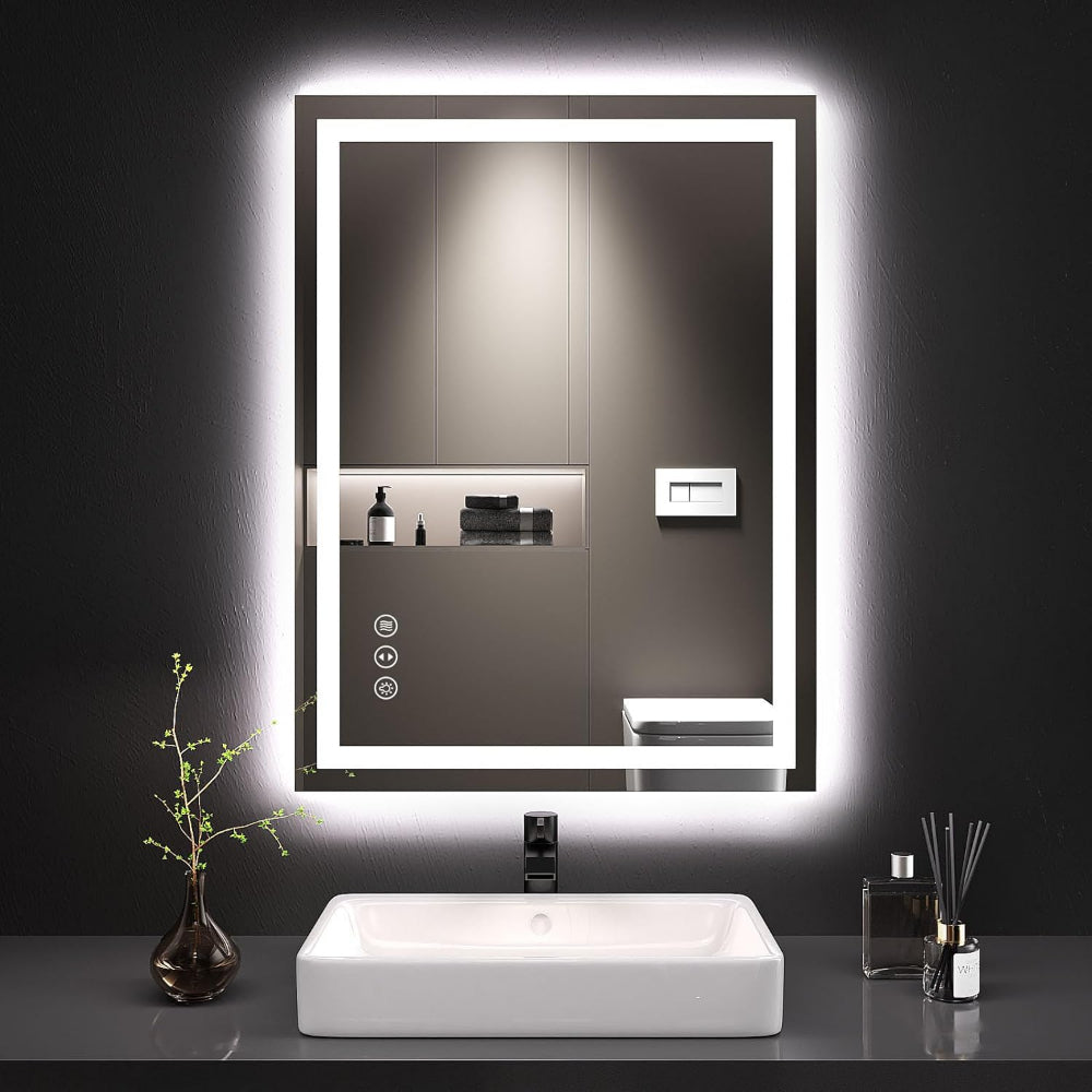 32x24 inch IP54 Waterproof LED Bathroom Mirror Anti Fog Dimmable Adjustable Color Temperature