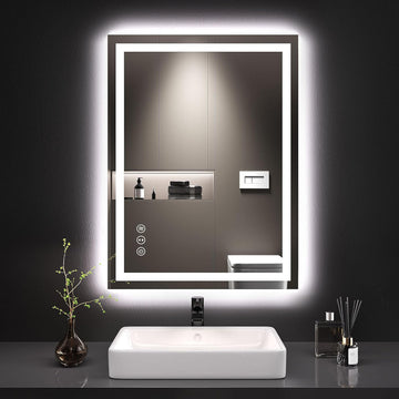 32x24 inch IP54 Waterproof LED Bathroom Mirror Anti Fog Dimmable Adjustable Color Temperature