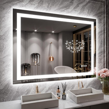 40x30 inch IP54 Waterproof LED Bathroom Mirror Anti Fog Dimmable Adjustable Color Temperature