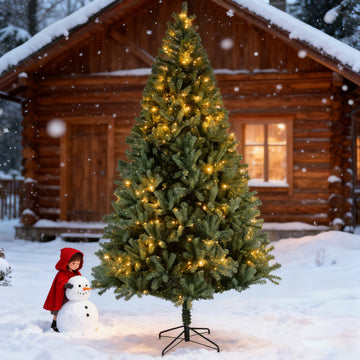 9FT Yellow-Green Light Automatic Christmas Tree This 108-inch pre-lit LED green Christmas treefeatures dense branches for a realistic Christmas decoration effect. It is easy to assemble