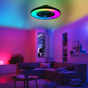 23 Inch Bedroom Fan Light with Remote Control and APP Dimmable 8 Blades Reversible DC Motor LED Light