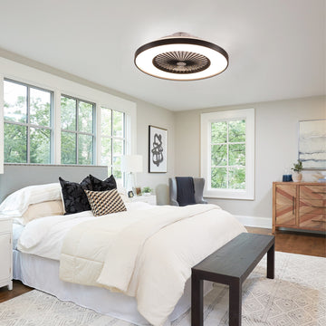 23 Inch Bedroom Fan Light with Remote Control and APP Dimmable 8 Blades Reversible DC Motor LED Light