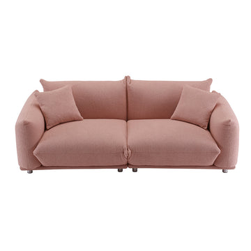 Oversized Loveseat Sofa for Living Room, Sherpa Sofa with Metal Legs, Solid Wood Frame Couch with 2 Pillows, for Apartment Office Living Room - PINK