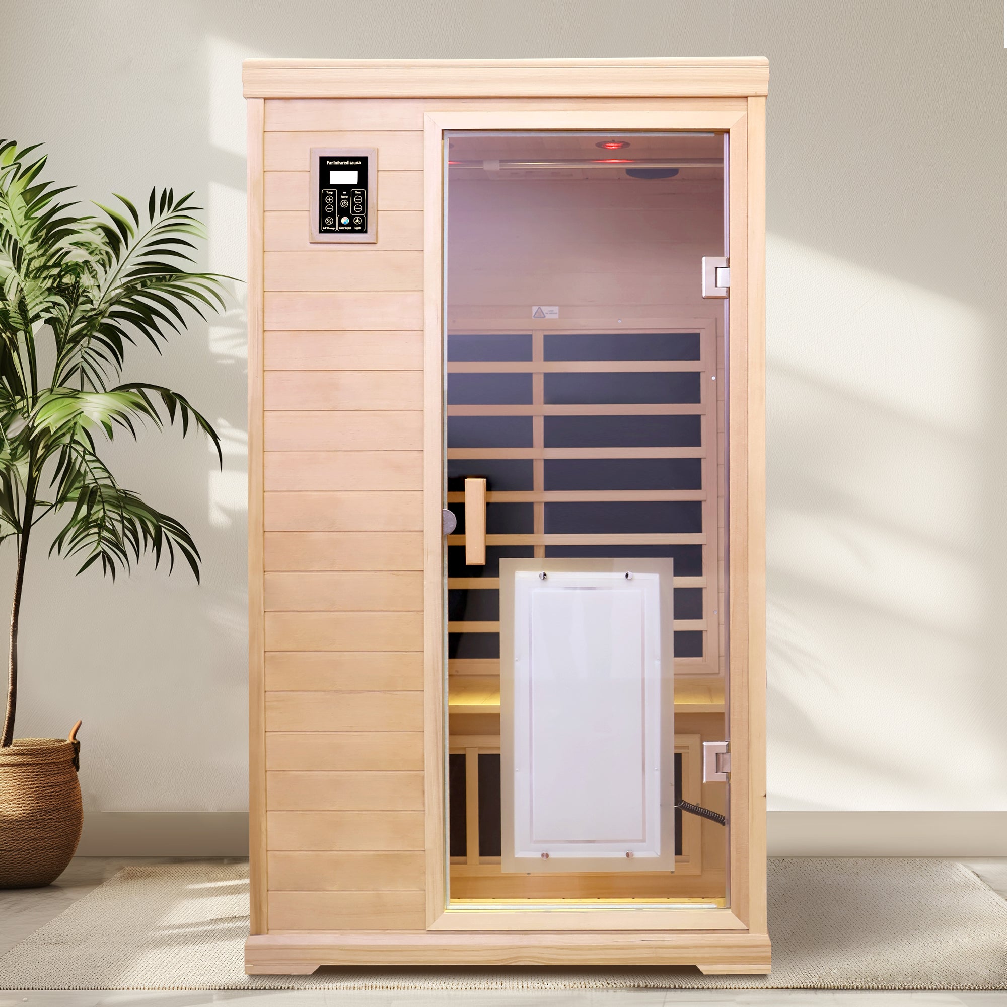 Two Person Indoor Far Infrared Hemlock Sauna Room with Touch Control and Bluetooth Audio