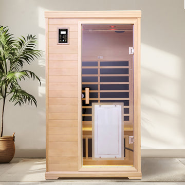 Two Person Indoor Far Infrared Hemlock Sauna Room with Touch Control and Bluetooth Audio