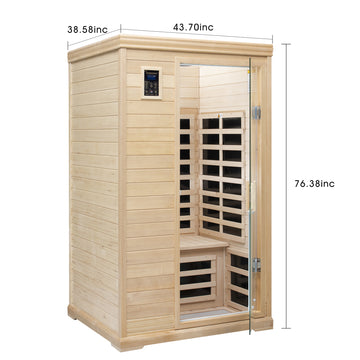 Two Person Indoor Far Infrared Hemlock Sauna Room with Touch Control and Bluetooth Audio