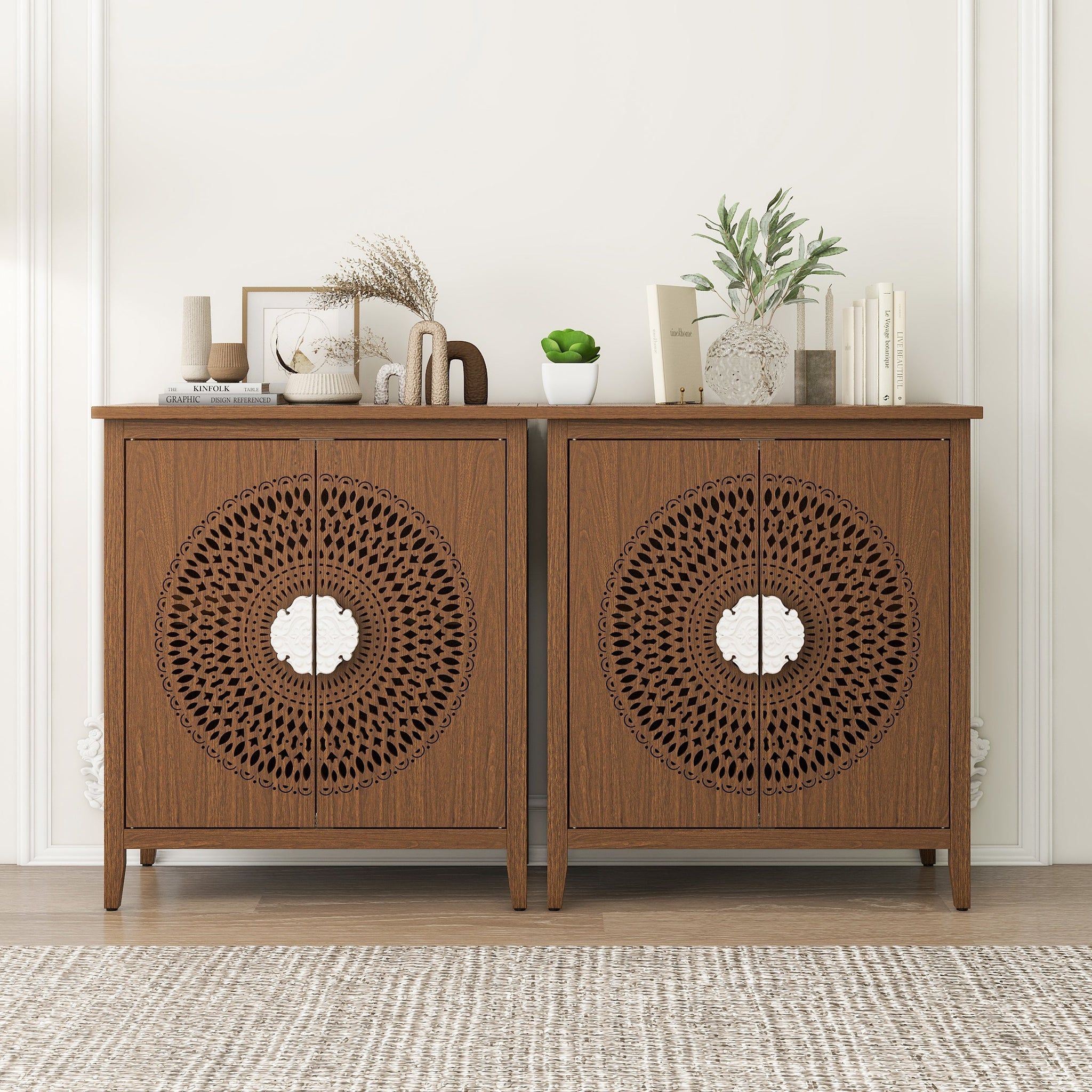 Storage Cabinet Set of 2 Storage Cabinet with Doors Storage Dressers Sideboard Buffet Cabinet Entryway Cabinet for Living Room Bedroom