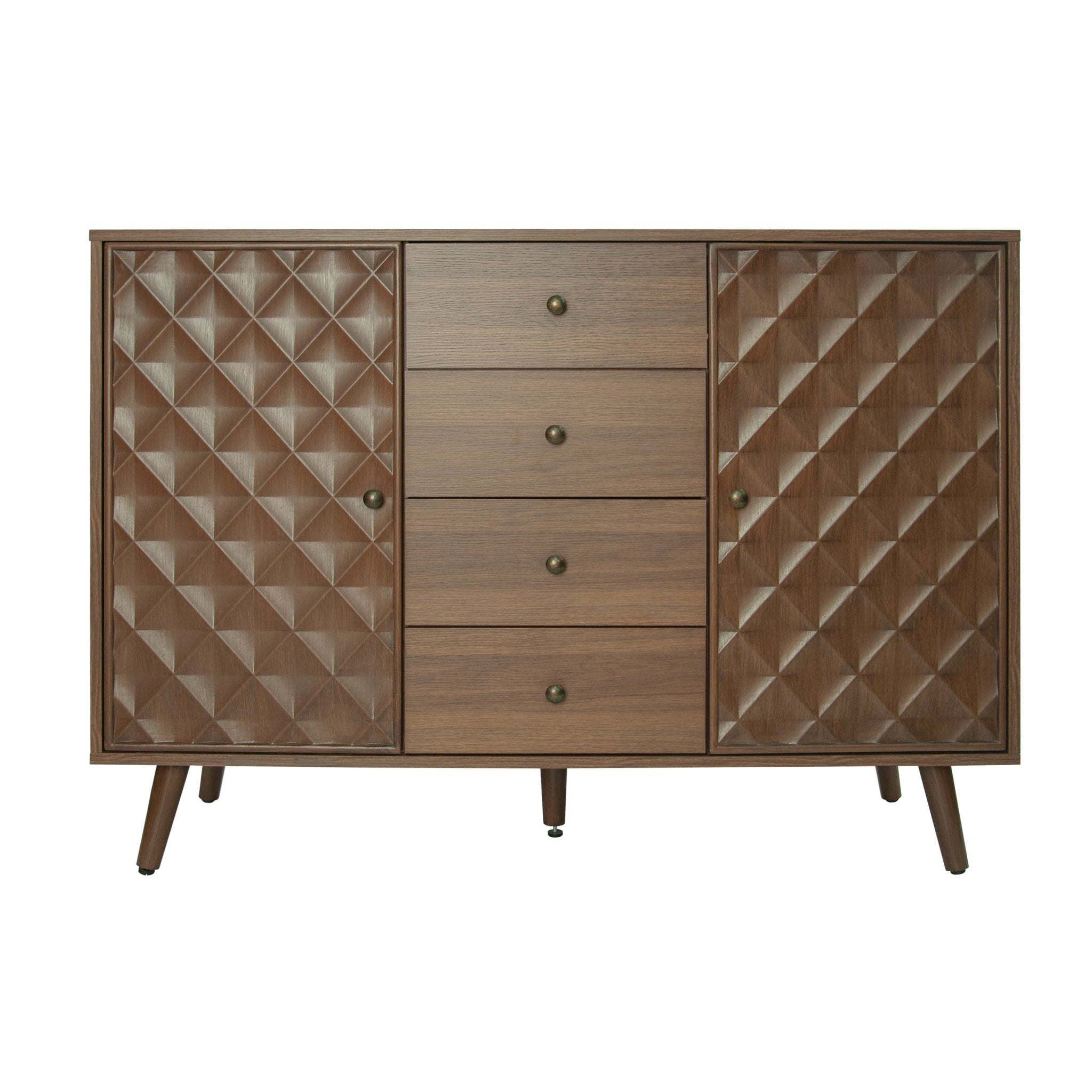 Storage Cabinet with 4 Drawers Sideboard Cabinet Buffet Service Console Table 2 Door Accent Storage Cabinet for Living Room Bedroom Kitchen