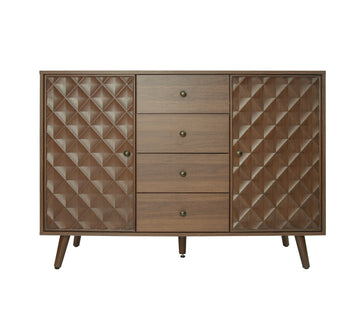 Storage Cabinet with 4 Drawers Sideboard Cabinet Buffet Service Console Table 2 Door Accent Storage Cabinet for Living Room Bedroom Kitchen