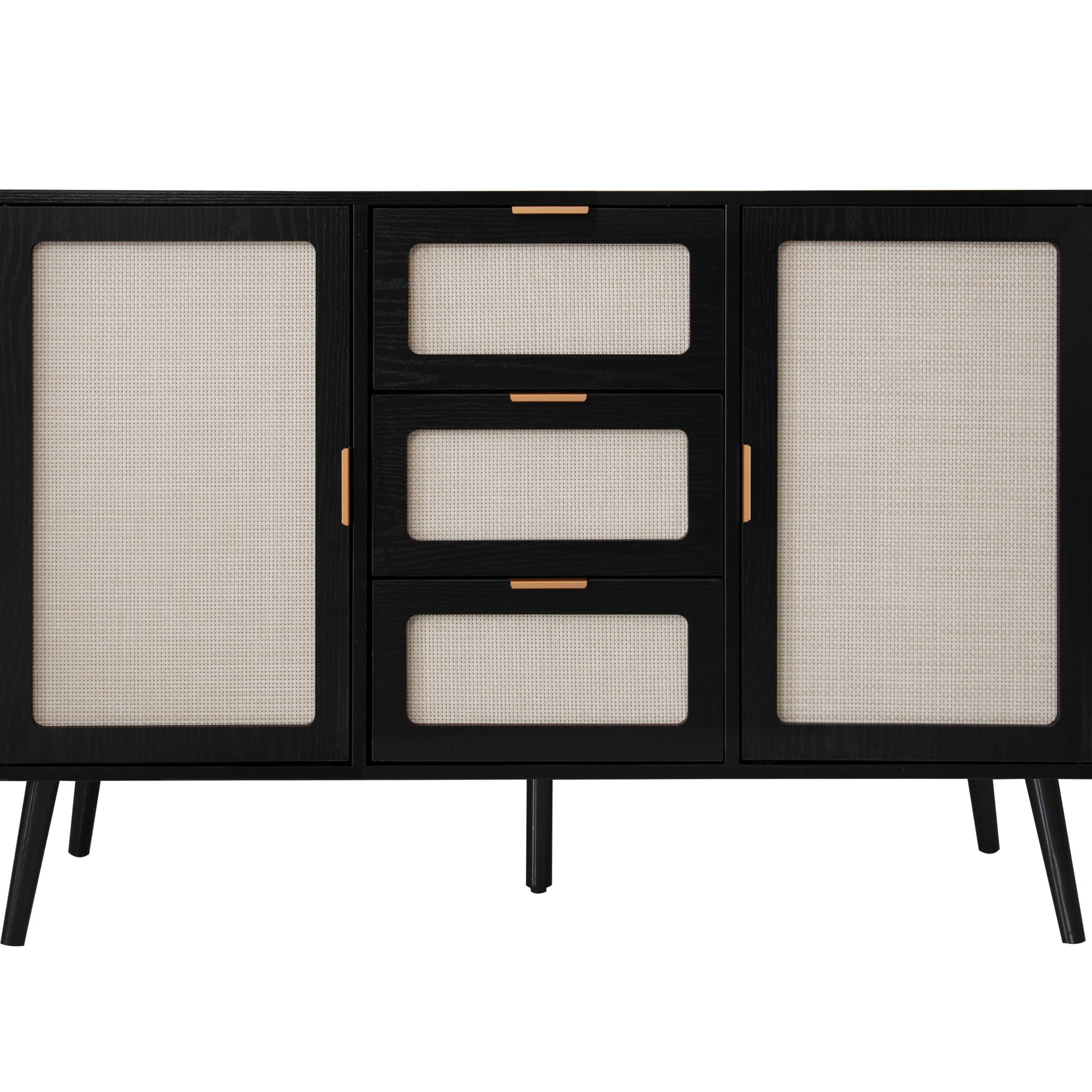 Storage Cabinet with 3 Drawers Sideboard Cabinet 2 Door Accent Storage Cabinet for Living Room Bedroom Kitchen, Black