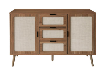 Storage Cabinet with 3 Drawers Sideboard Cabinet 2 Door Accent Storage Cabinet for Living Room Bedroom Kitchen, Brown