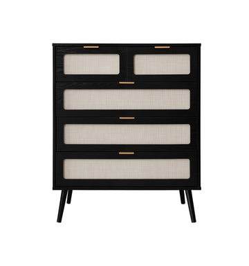 5 Drawer Dresser Modern Closet Dressers Chest of Drawers Storage Cabinet with Drawers Entryway Cabinet for Living Room, Black