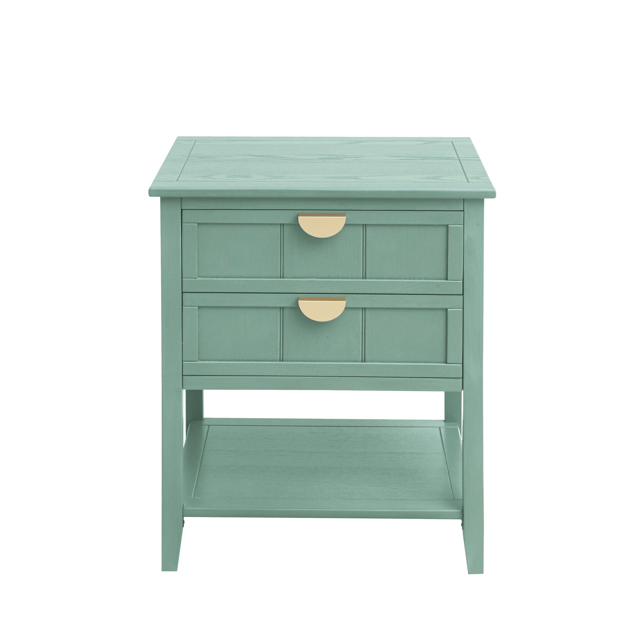 Side Table with 2 Drawers Nightstands Modern Bedside Table End Table with 3 Tiers Storage Space for Living Room Small Coffee Table, Green