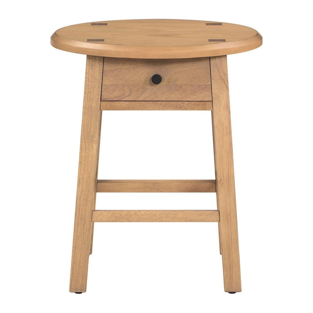 28 in. Natural Square Top Wood End Table with Drawer
