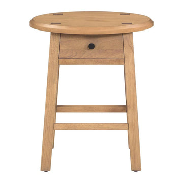 28 in. Natural Square Top Wood End Table with Drawer
