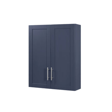Blue 30 in.H Wood Hanging Storage Cabinet with Doors and Shelves for Bathroom