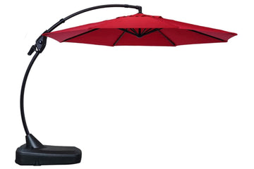 12 ft. Aluminum Pole Octagon Cantilever Patio Umbrella with Base in Red ¨C Fade Resistant UV Protected 360 Degree Rotating and 0-45 Degree Tilting