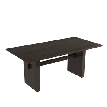 70.86 Inch Black Wood Double Pedestal Dining Table Seats 6 Modern Rectangular MDF Table