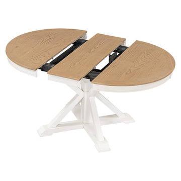 Retro Functional Extendable Dining Table with a 12 Leaf for Dining Room and Living Room