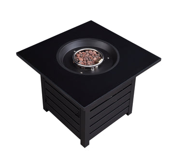 32-inch Square 50,000 BTU Auto-Ignition Propane Gas Firepit with Waterproof Cover
