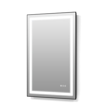 28 in. x 36 in. Black LED Bathroom Mirror with Aluminum Frame Anti Fog and Dimmable Light