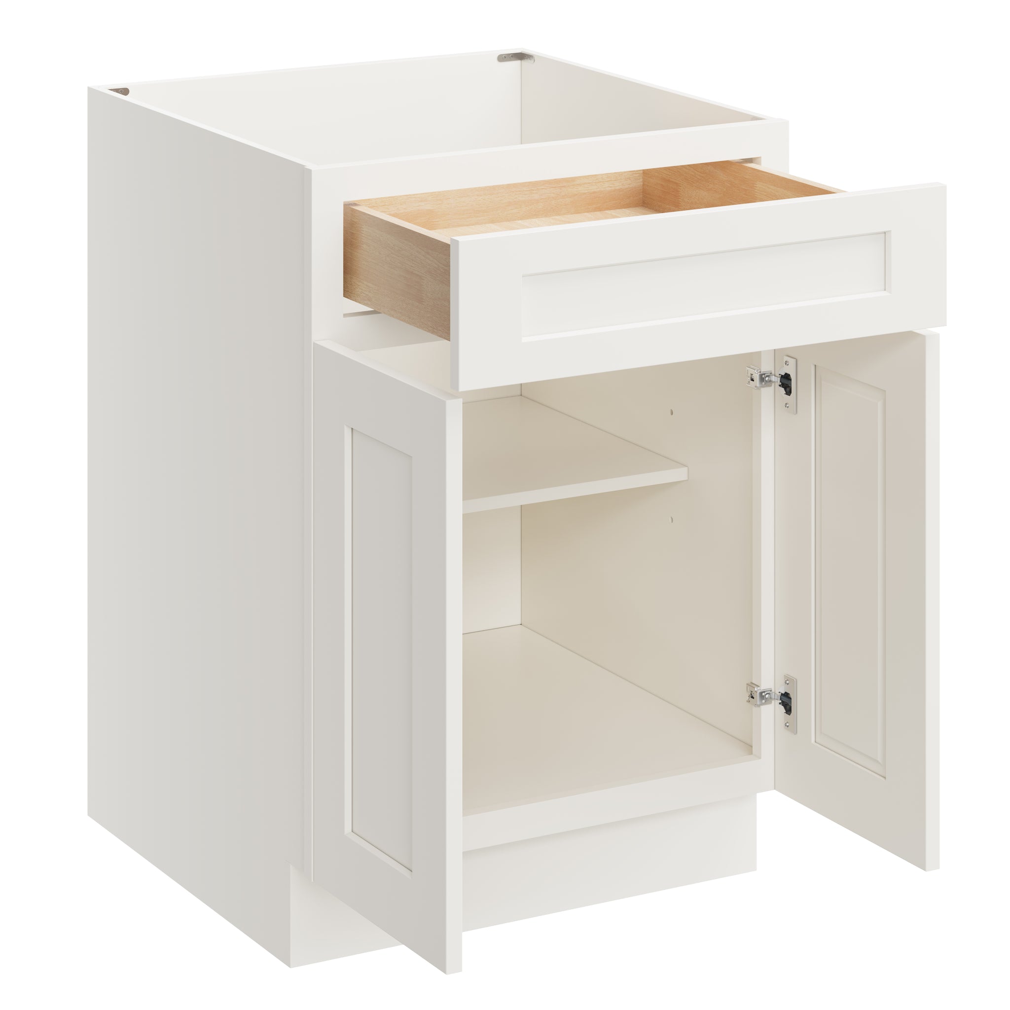 24 Inch Base Cabinet with Full Overlay Doors and Soft Close Hinges