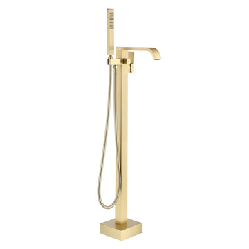 Boyel Living Freestanding Floor Mount Single Handle Bath Tub Filler Faucet with Handheld Shower