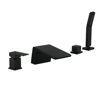 Boyel Living Single-Handle Tub Deck Mount Roman Tub Faucet with Hand Shower and Water Suply Hose