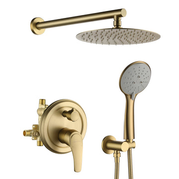 Boyel Living 5-Spray Patterns with 3.2 GPM 10 in. Wall Mount Dual Shower Heads with Rough-In Valve Body and Trim