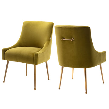 Boyel Living Velvet Dining Chair with Pulling Handle and Adjustable Foot Nails(Set of 2)