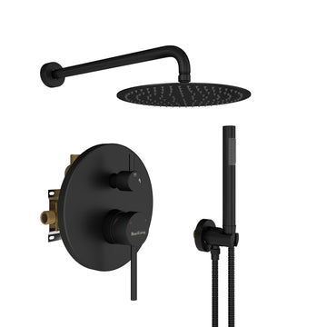 Boyel Living 1-Spray Patterns with 2.5 GPM 10 in. Round Wall Mount Dual Shower Heads with Pressure Balance Valve