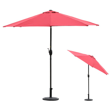 9ft Patio Umbrella Outdoor Umbrella Patio Market Umbrella with Push Button Tilt and Crank(Red)