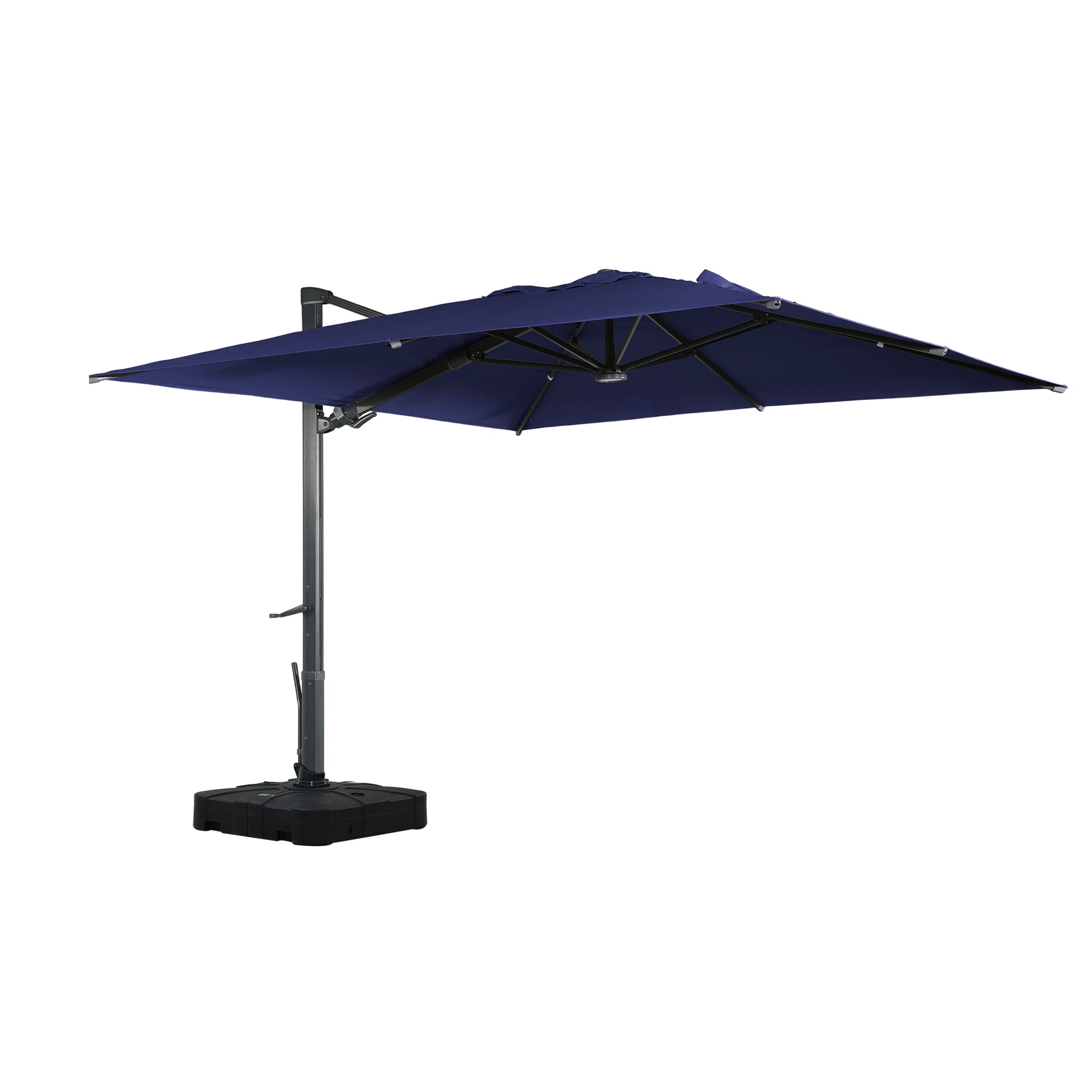 Boyel Living 10 ft 360¡ã Rotation Square Cantilever Patio Umbrella with BaseandLED Light