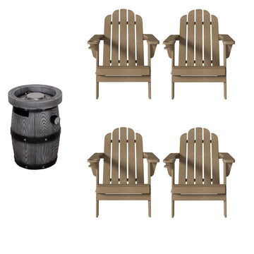 5-Piece HDPE Adirondack Chairs Conversation Set with Outdoor Fire Pit Table