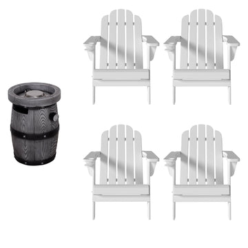 5-Piece HDPE Adirondack Chairs Conversation Set with Outdoor Fire Pit Table