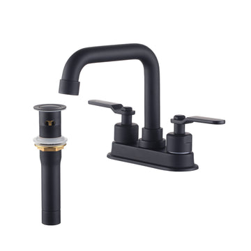 Dual Handle Bathroom Faucet with 360-Degree Swivel Spout, Pop-Up Drain, and Ceramic Cartridge - Corrosion Resistant, Durable Brass Construction, and Easy Installation