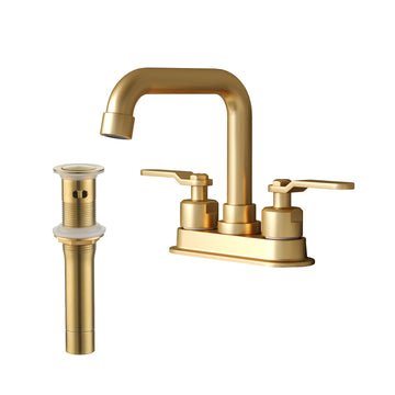 Dual Handle Bathroom Faucet with 360-Degree Swivel Spout, Pop-Up Drain, and Ceramic Cartridge - Corrosion Resistant, Durable Brass Construction, and Easy Installation