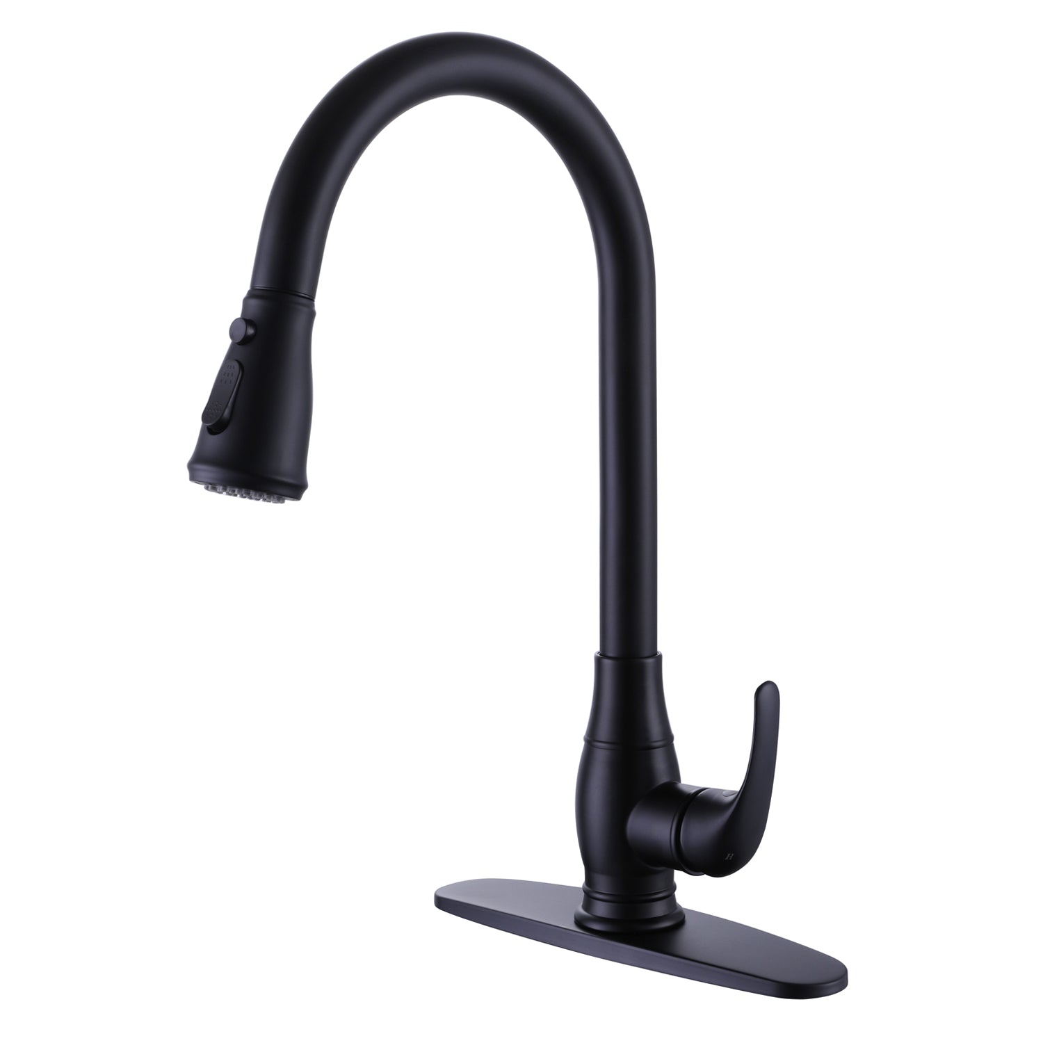 Single-Handle 2 water outlet Pull-Down Sprayer Kitchen Faucet with a Pause Button in Black