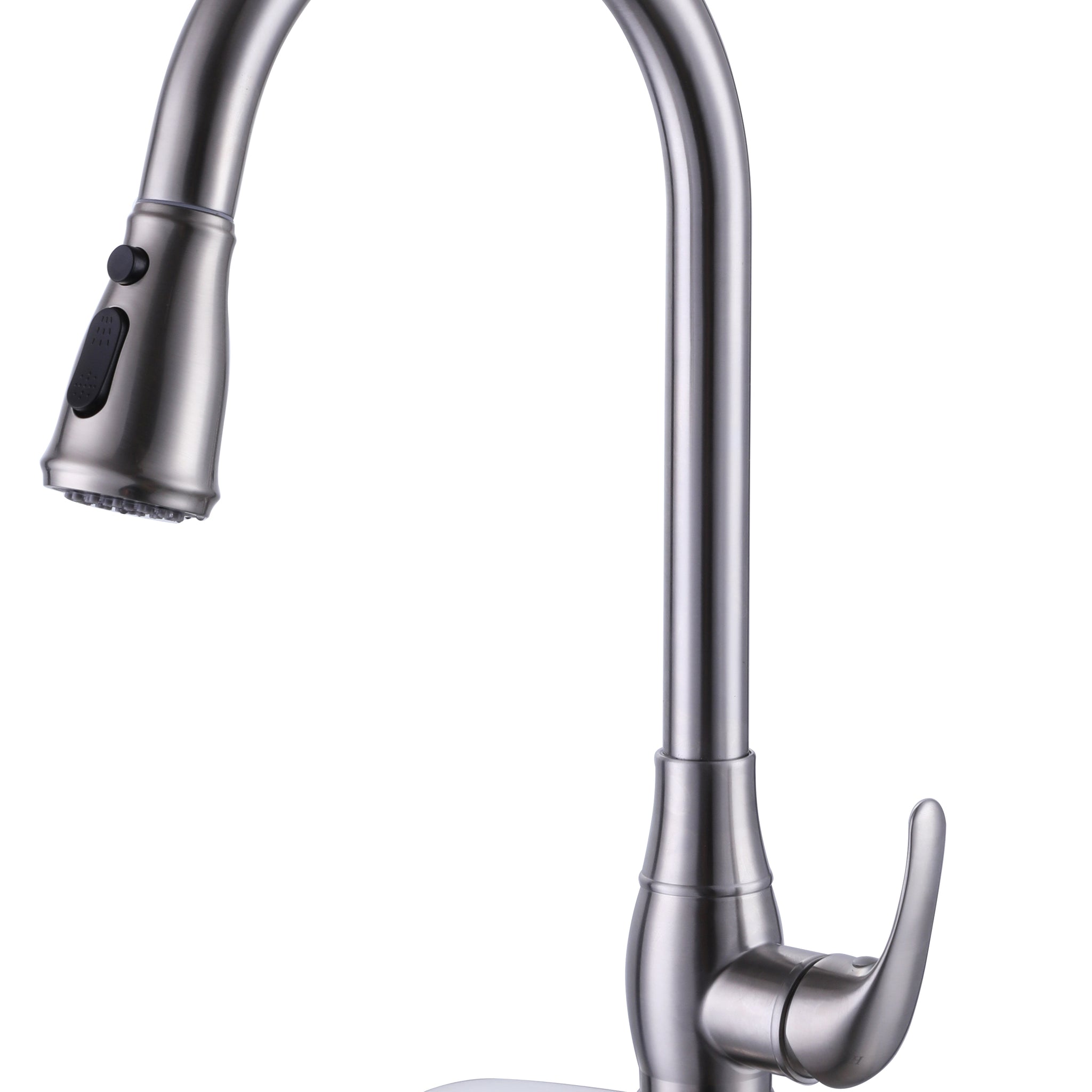 Single-Handle 2 water outlet Pull-Down Sprayer Kitchen Faucet with a Pause Button in Brushed nickel