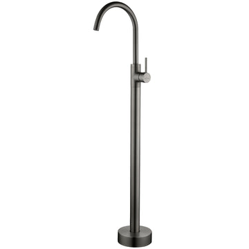 Boyel Living Freestanding Floor Mount Single Handle Bath Tub Filler Faucet with Water Supply Lines in Gunmetal Gray